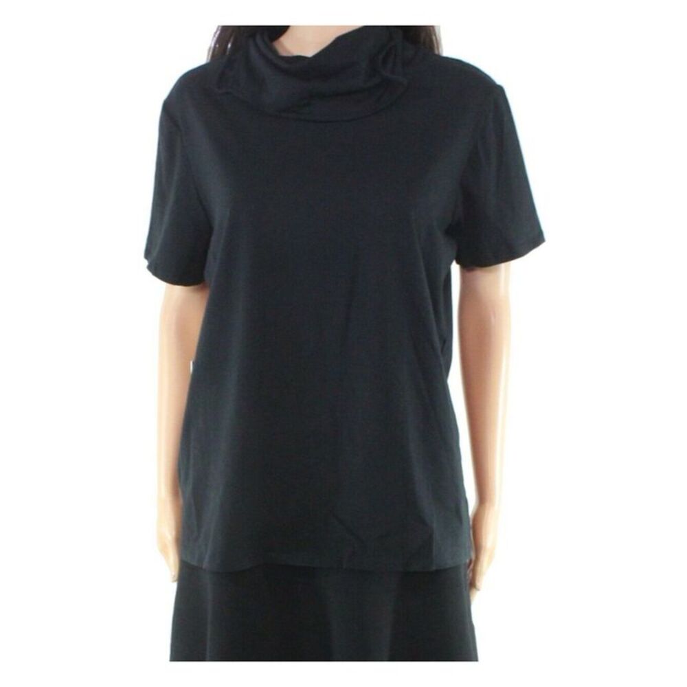 BAM BY BETSY & ADAM Womens Black Stretch Short Sleeve Top L